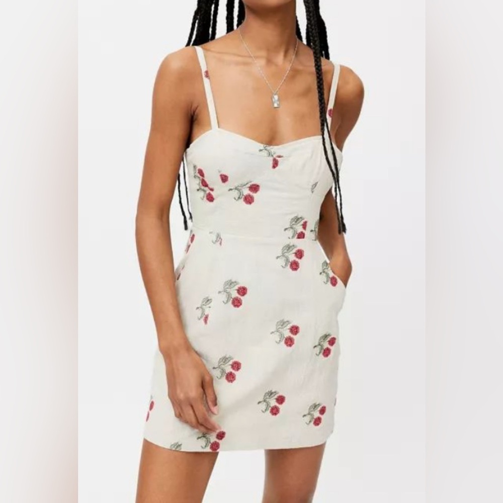Urban Outfitters Pink and Red Sundress Sleeveless Mini